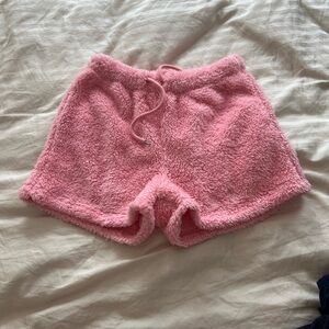 Pink fuzzy shorts